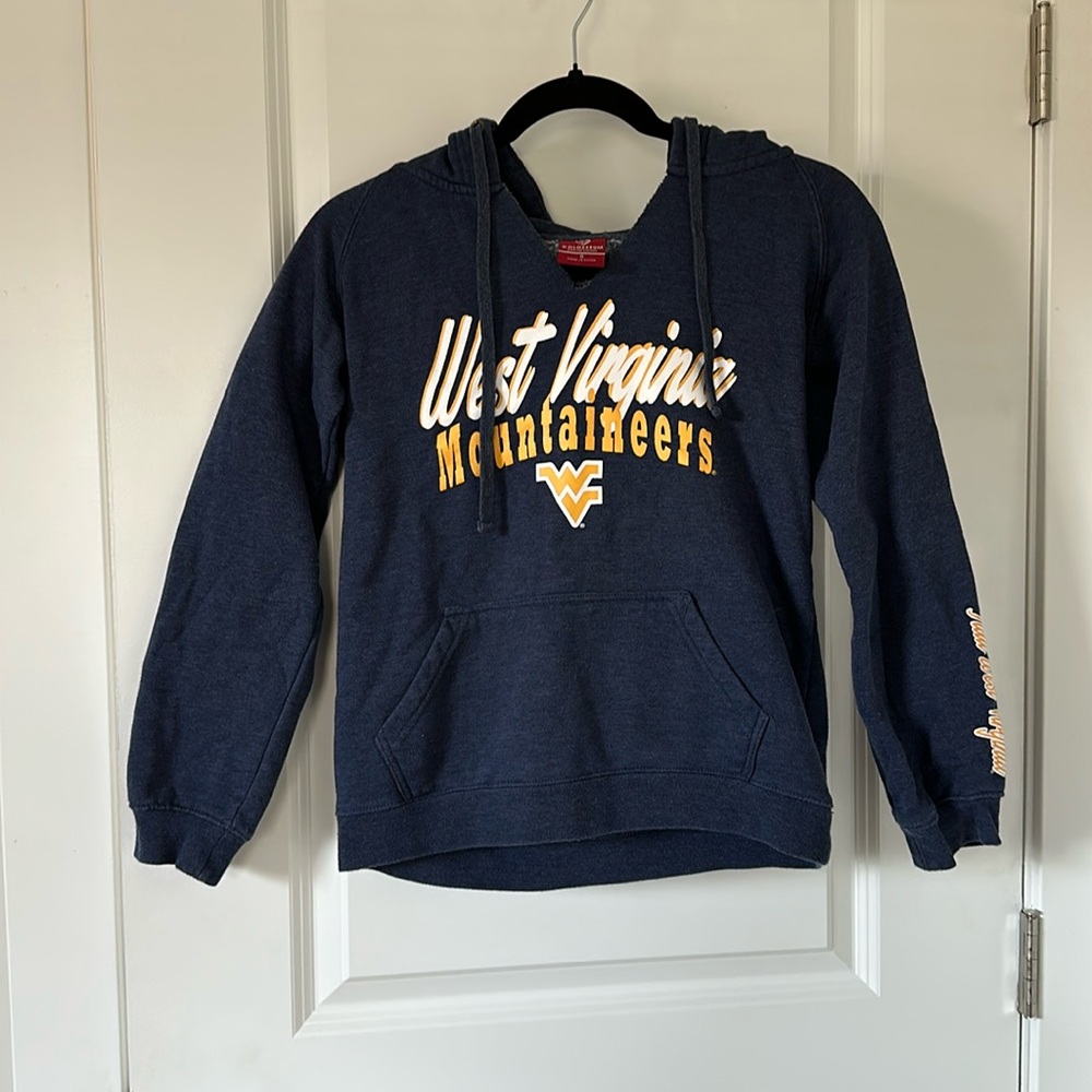 West Virginia University WVU Navy Pullover Hoodie Size S